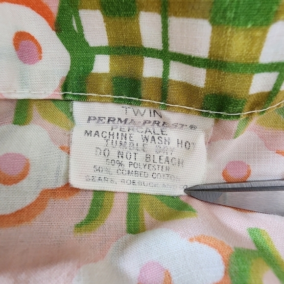 70s Katie’s Patchwork by Sears Holly Hobbie Style Twin Flat Sheet by Sears - Picture 8 of 9